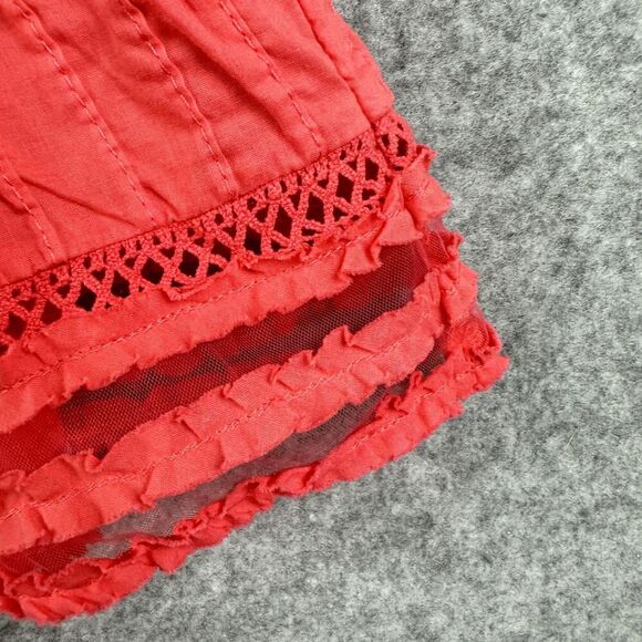 Sundance Skirt Womens Size 12 Coral Boho Cotton Lace Ruffle Lined Flare Mini - Picture 5 of 14